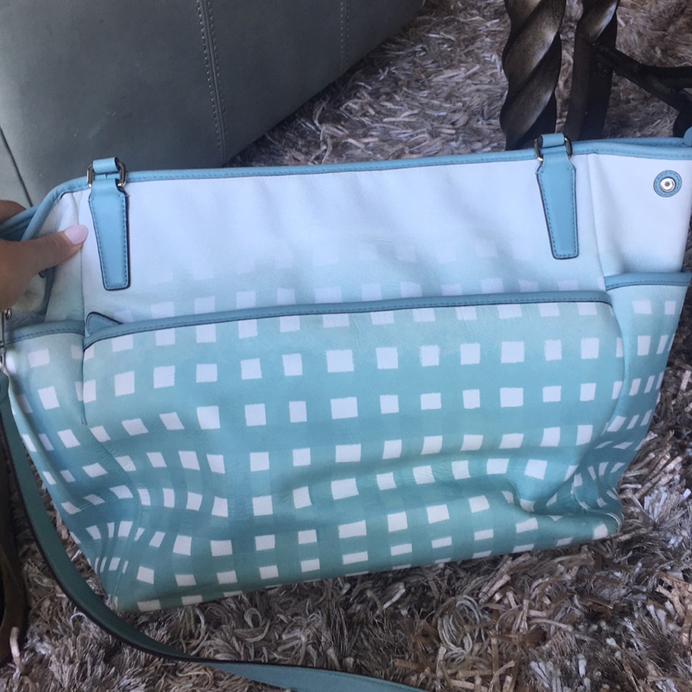 Coach Gingham Saffiano Leather Baby Bag Tote - Picture 2 of 8